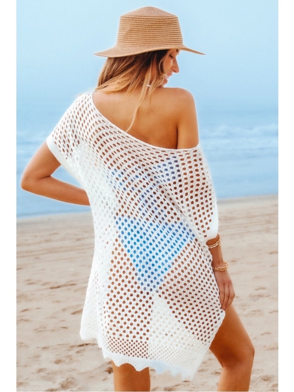 Cupshe White Crochet Swim Cover-Up Mini Dress - Picture 2 of 9